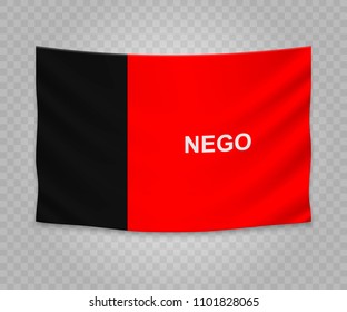 Realistic hanging flag of Paraiba. State of Brazil. Empty  fabric banner illustration design.