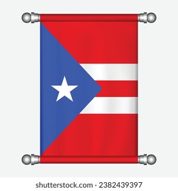 Realistic hanging flag of PUERTO RICO pennant