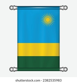 Realistic hanging flag of RWANDA pennant