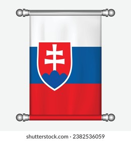 Realistic hanging flag of Slovakia pennant