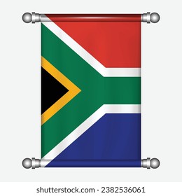 Realistic hanging flag of SOUTH AFRICA pennant