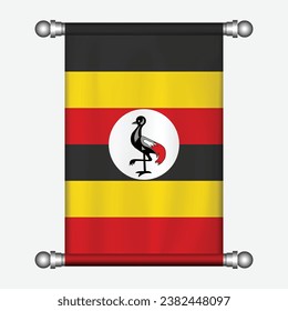 Realistic hanging flag of UGANDA pennant