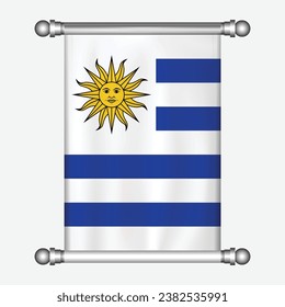 Realistic hanging flag of URUGUAY pennant