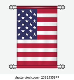 Realistic hanging flag of USA pennant