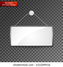 Realistic hanging panel, billboard