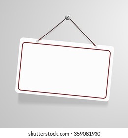 Realistic hanging panel, billboard, banner.