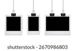 Realistic Hanging Polaroid Photo Frames with Binder Clips – Blank Retro Instant Picture Templates for Scrapbook, Collage, Album, and Photography – Picture Frames Collage Wall Decor, Photo Hanger.