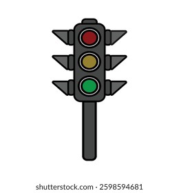 
Realistic Hanging Traffic Signal with red, yellow and green Light. Street lamp icon vector. Vector Formats. Traffic signal post on white Background. Traffic light icon. Traffic light illustration.