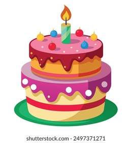 Realistic happy birth day cake on white background