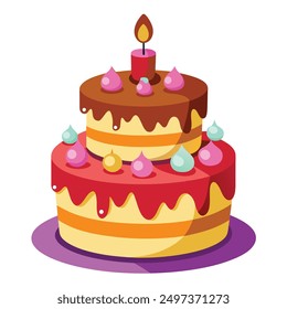 Realistic happy birth day cake on white background