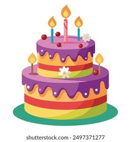 Realistic happy birth day cake on white background