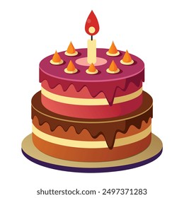 Realistic happy birth day cake on white background