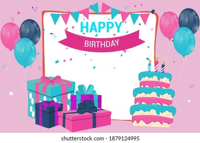 Realistic happy birthday background. Vector illustration