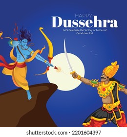 Realistic happy dussehra traditional festival banner design.
