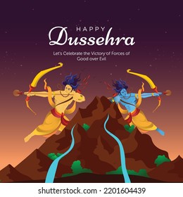 Realistic happy dussehra traditional festival banner design.