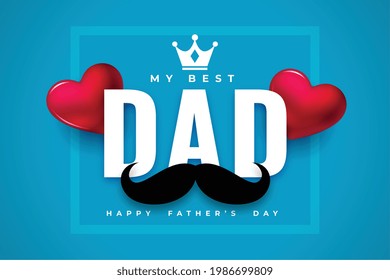 realistic happy fathers day blue card