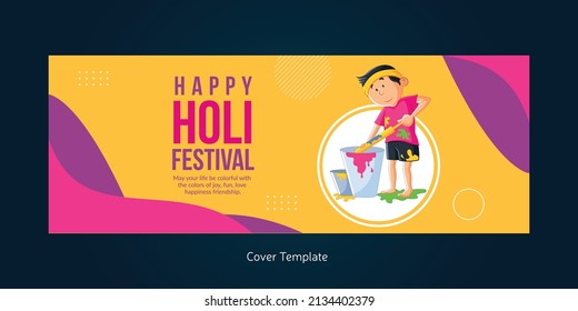 Realistic happy Holi festival of colors  cover page template. 