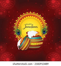 Realistic happy janmashtami celebration vector illustration