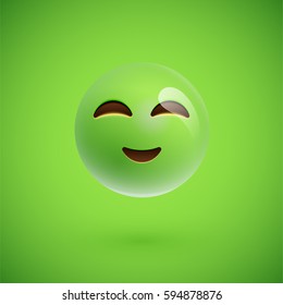 Realistic happy smiley, vector illustration