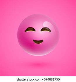 Realistic happy smiley, vector illustration