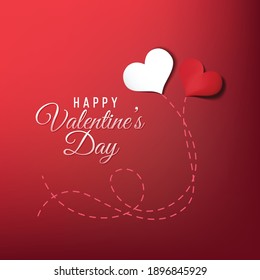 Realistic Happy valentine's day wallpaper with hearts Free Vector illustration
