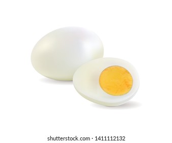 Realistic hard boiled eggs isolated on white background vector illustration. EPS10