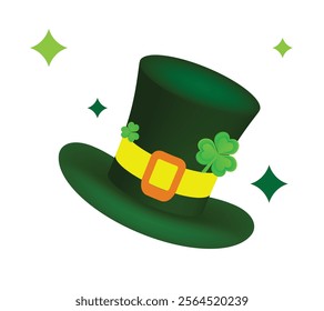 Realistic Hat of a Leprechaun Isolated on White. National Irish Holiday St. Patrick's Day vector art