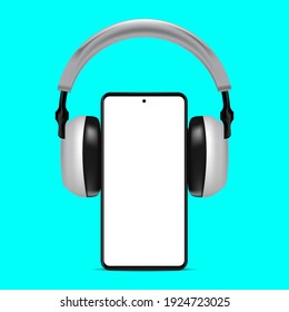 Diseño de vectores de auriculares y smartphones realistas. broma de smartphone realista 