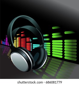 Realistic Headphones digital Equalizer background