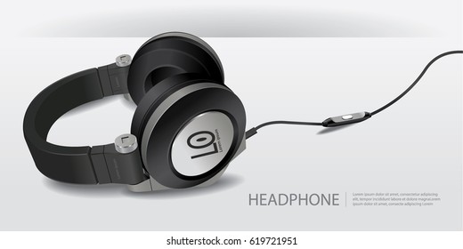 Realistic Headphones Isolated Vector Illustration