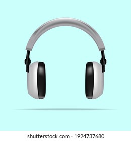 Realistic headphones vector design. Broadcasting design elements