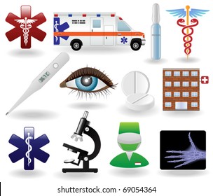 Realistic Healthcare and  Medical Icons and Symbols Set