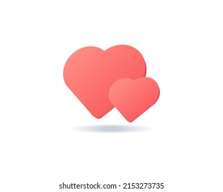 Realistic heart 3d icon design illustrations. Love, valentine, wedding, couple vector design concept