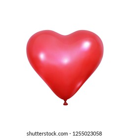 Realistic Heart balloon. Red vector balloon for Valentine's Day. Helium heart shape balloon.