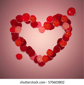 realistic heart created from red rose, valentine symbol, vector, 