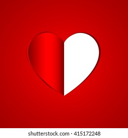 Realistic Heart cut out of paper. Valentine's day or Wedding