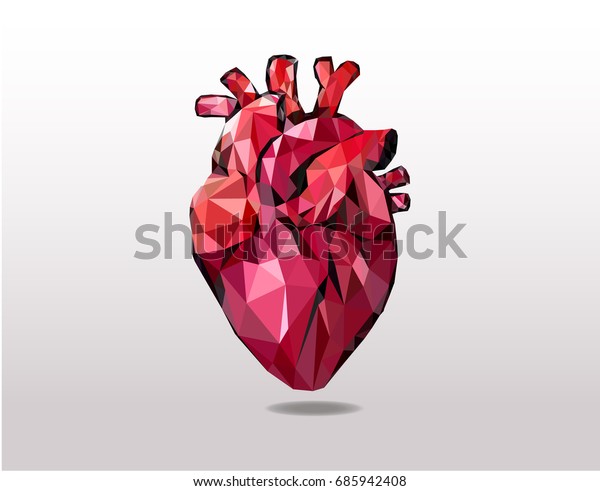 Realistic Heart Low Poly Art Stock Vector (Royalty Free) 685942408 ...