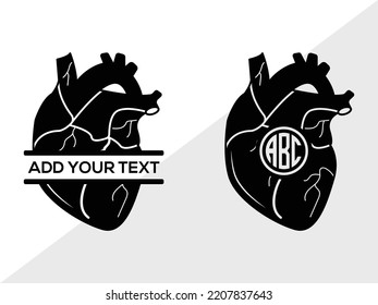 Realistic Heart Monogram SVG Printable Vector Illustration