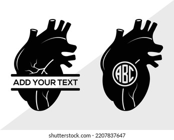 Realistic Heart Monogram SVG Printable Vector Illustration