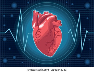 realistic heart organ with hearbeat