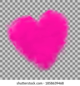 Realistic heart shaped white cloud on blue sky background