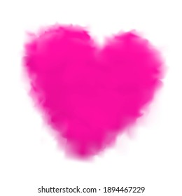 Realistic heart shaped white cloud on blue sky background