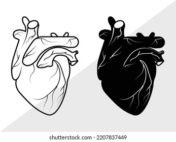 Realistic Heart SVG Printable Vector Illustration