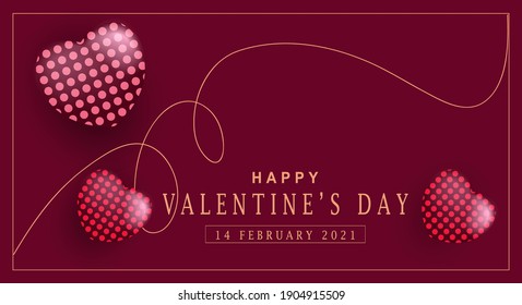 Realistic heart Valentines Day simple background