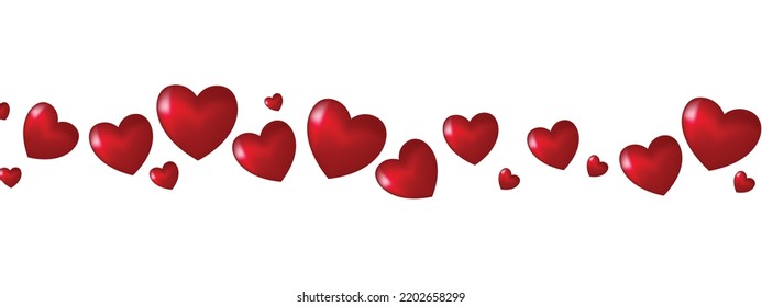 Corazones realistas para el Día de San Valentín, patrón vectorial