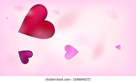 Realistic Hearts Vector Confetti. Valentines Day Romantic Pattern. Trendy Gift, Birthday Card, Poster Background Valentines Day Decoration with Falling Down Hearts Confetti. Beautiful Pink Sparkles