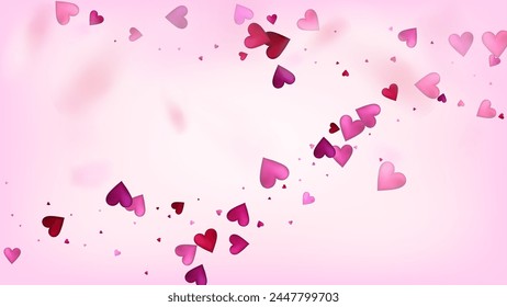 Realistic Hearts Vector Confetti. Valentines Day Romantic Pattern. Rich VIP Gift, Birthday Card, Poster Background Valentines Day Decoration with Falling Down Hearts Confetti. Beautiful Pink Design