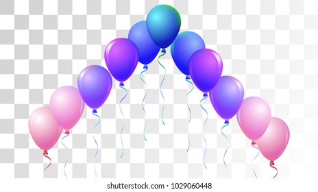 Realistic Helium Balloons Vector Flying Collection. 