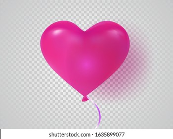 Realistic helium colorful glossy balloon isolated on checkered background. Party decoration for your creative project, celebration, anniversary, birthday. Shine transparent ballon. Vector illustration