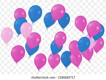 Vector de helio realista Globos Color rosa y azul oscuro
... Feliz cumpleaños, con trasfondo transparente, decoración de Año Nuevo.  Globos de helio aéreo. Celebración,